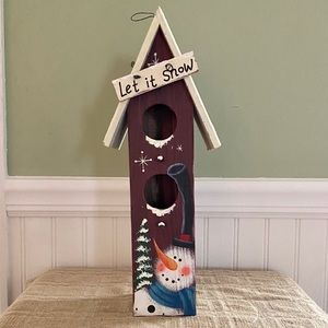 WOODEN CHRISTMAS SNOWMAN BIRDHOUSE DECOR